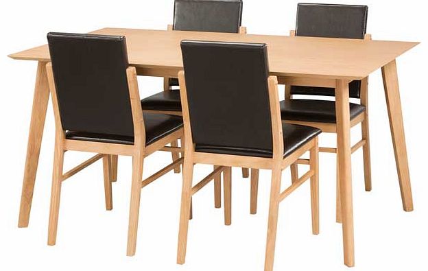 Riley Oak Veneer Dining Table and 4