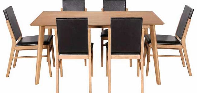 Riley Oak Veneer Dining Table and 6