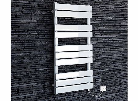 iBath 1000 x 450 mm Electric Heated Towel Rail White Flat Panel Bathroom Radiator