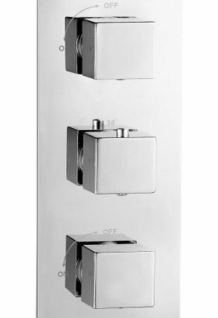 Modern Thermostatic Mixer Shower Valve 2 Way Diverter Square Chrome Bathroom