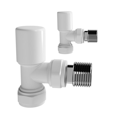 Modern White Angled Towel Rail Radiator Valves