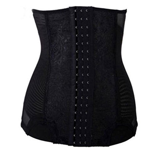 Breathable Training Waist Underbust Bustier Slim Body Shaper Corset Cincher Trimmer Girdle Ibay (2XL/UK14-16, Black)