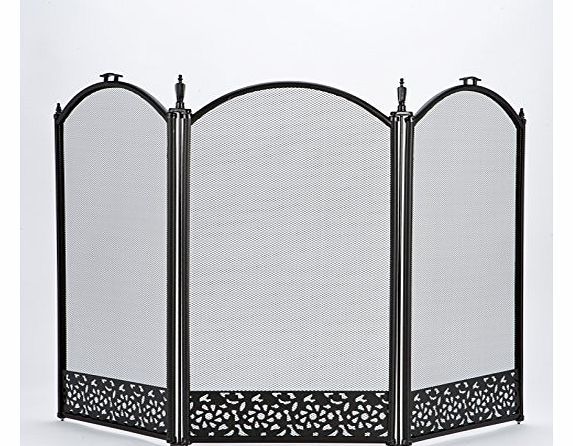 3 Panel Decorative Black Fire Guard