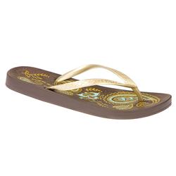 Female Bangle Flip Flop in Brown, Green