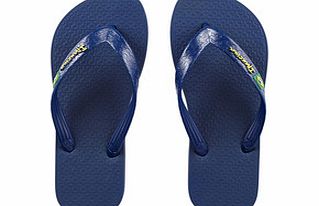 Womens Brazil II navy flip flops