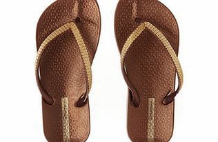 Womens Metallic II bronze flip flops