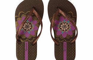 Womens Themes bronze flip flops