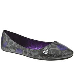 Female Muerte Punk Flat Manmade Upper in Silver and Black