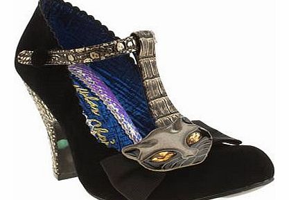 womens irregular choice black & gold feline