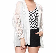 White crochet kimono sleeve shirt