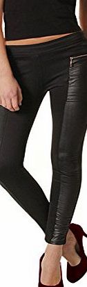 Sexy Matt Wet Look Shiny Faux Leather Leggings Black, Girls Womens Ladies Leg Warmers, Stitching Stretchy Skinny Leggings Pants Legwear Tights, Full Length Plain High Waisted Leggings Black