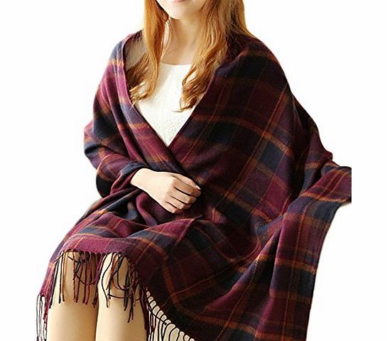 Womens Ladies Vintage Wraps scarf scarves Elegant Tartan Plaid cashmere scarf Shawl silk Chiffon Printing Chinese long Style warm neck for autumn winter.christmas gift