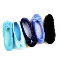 Velour Big Bow Ballerina Slippers Pool Large