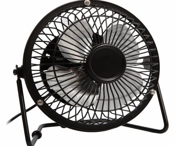 Black Retro Silent Office / Home Light-Weight USB Powered Metal Desktop Fan Cooler - Laptop, NetBook, Computer, MacBook