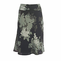 Black printed linen skirt
