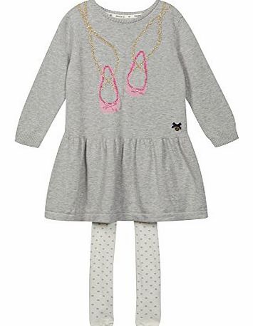 J By Jasper Conran Designer Girls Grey Knitted Dress And Tights Set 12-18 Months