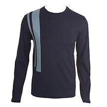Navy shoulder stripe long sleeve top