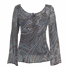 Black mosaic print top