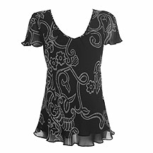 Black v neck printed top