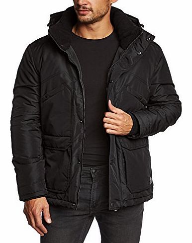 Jack and Jones Mens Hale Short Parka Jacket, Black, X-Large