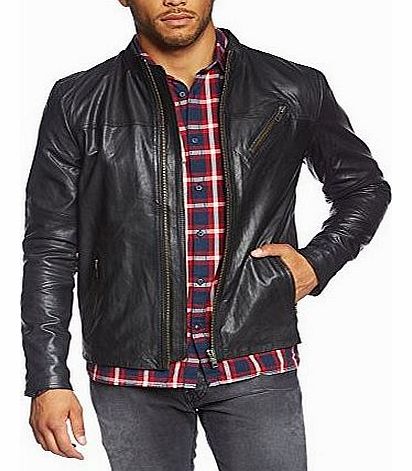 Mens Awesome L. Jkt Org Aut 2014 Leather Long Sleeve Jacket, Black (Black Black), Medium