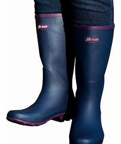 Ascot Rubber Wellington Premium Traditional Boot - Navy/Plum, Size 6