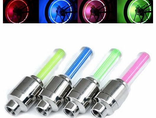 2x LED Neon Car Bike BMX Wheel Spoke Tyre Valve Dust Cap Safety Light - Blue