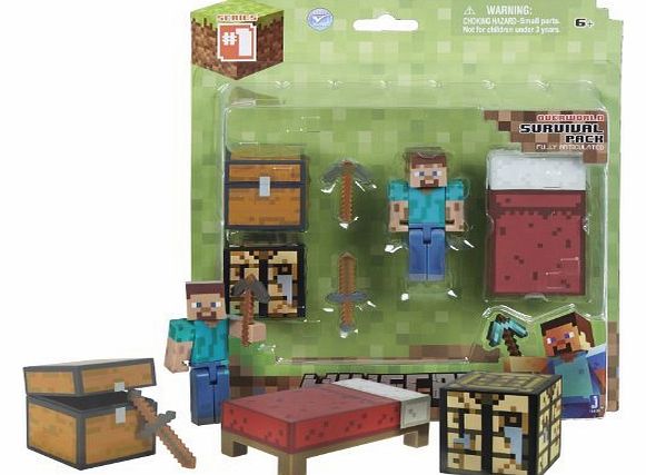 Overworld Survival Pack ~2.75`` Minecraft Mini Fully Articulated Action Figure Pack