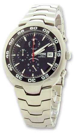 Mens Chronograph Watch Black Face Steel