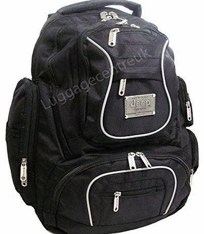 ORIGNAL JEEP LAPTOP TRAVEL CABIN APPROVED HAND LUGGAGE COLLEGE SCHOOL HIKING BACKPACK (Black/Black/Black)