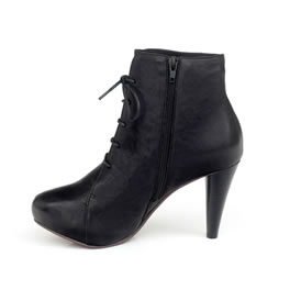 Black Leather Lace-Up Platform