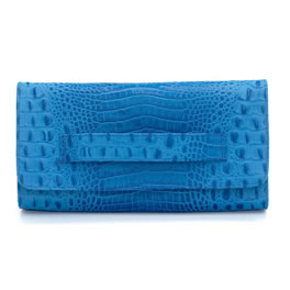 JJ Winters Blue Croc Leather Clutch Bag - AS