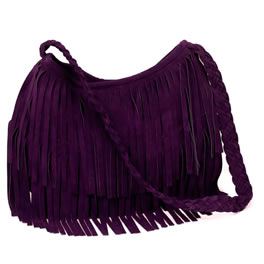 JJ Winters Purple Suede Fringe Across the Body