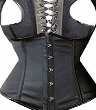 Sexy Plus Size Black Punk Faux Leather Lace up Boned Underbust Corset TOP Waistcoat UK(22-24) 6XL