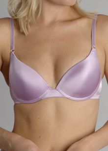 Satin with Rhinestone padded plunge bra