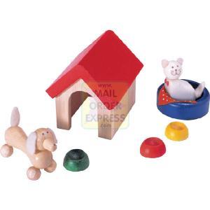 PINTOY Wooden Dolls House Pet Accessory Set