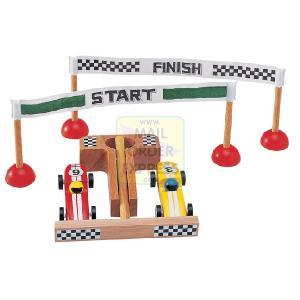 PINTOY Wooden Racing Car Set