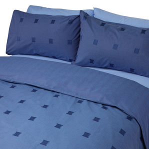 Box Squares Duvet Cover- Denim- Super Kingsize