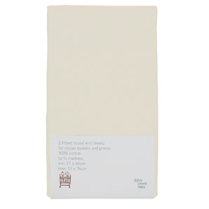Fitted Moses Basket Sheet, Pack of 2, Cream