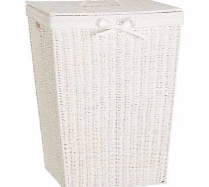 Rope Square Linen Bin, White