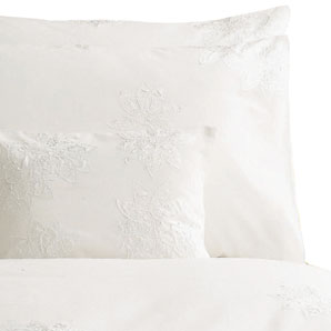 Satin Flower Duvet Cover- White- Single