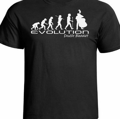 Evolution of a double bassist mens bass music funny unique gift present t shirt Black shirt white print