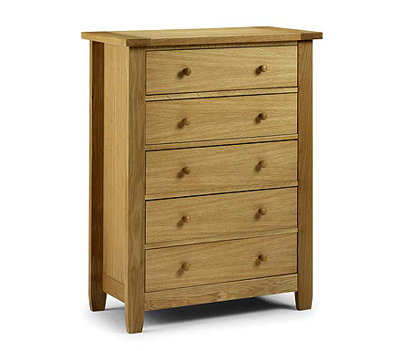 Lyndhurst Solid Oak 5 Drawer Chest