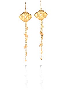 Dangle chain lotus flower earrings