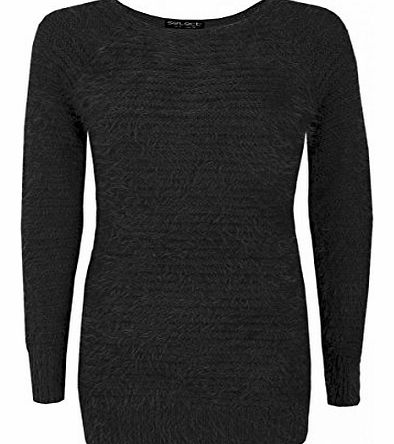 Womens Black Eyelash Rib Jumper Ladies (8 - Black)