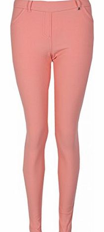 Womens Coral Jean Leggings Ladies (8 - Coral)