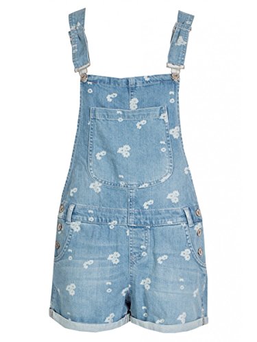 Womens Daisy Print Dungarees Ladies (14 - Black)