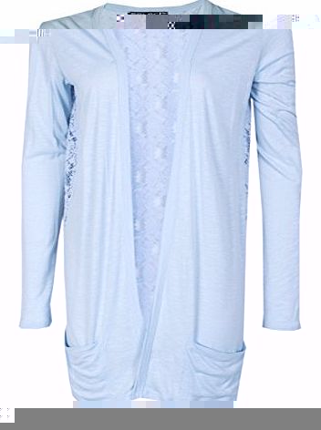 Womens Pale Blue Lace Back Cardigan Ladies (12 - Blue)