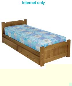 Shortie Cinnamon Pine Bed/Tiny Tots Sprung Mattress