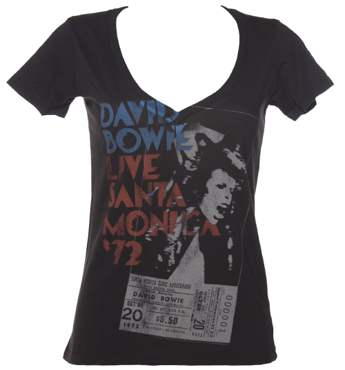 Ladies Black David Bowie Santa Monica V-Neck